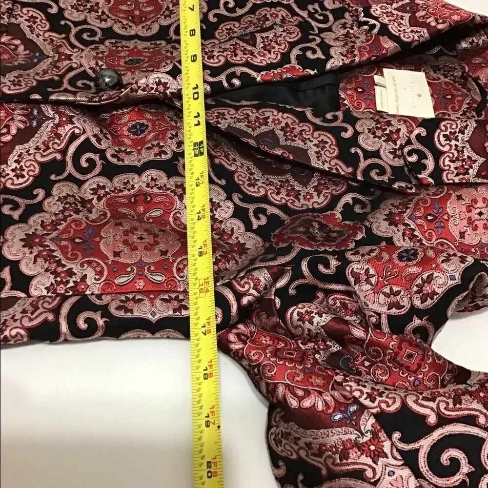 kate spade Red Runway Medallion Jacquard Pantsuit Blazer Size 2 Trousers Size 0